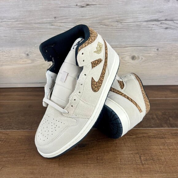 Air Jordan 1 Mid SE Brown Elephant Mens Size 11 Metallic Gold DZ4129 102